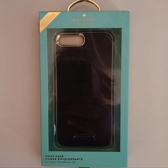 🆕Kate Spade Wrap Case Saffiano Black & Gold Size 5.5" for iPhone 7+ & iPhone 8+ - Picture 12 of 14